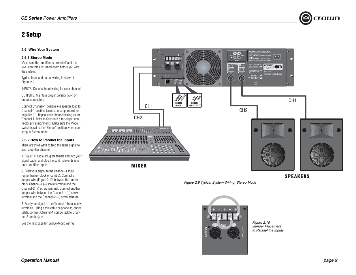 2 setup | Crown Audio CE 1000 & 2000 User Manual | Page 9 / 28