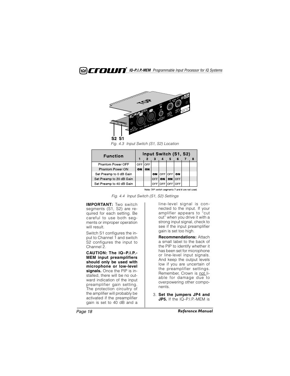 Crown Audio IQ-P.I.P.-MEM User Manual | Page 18 / 37