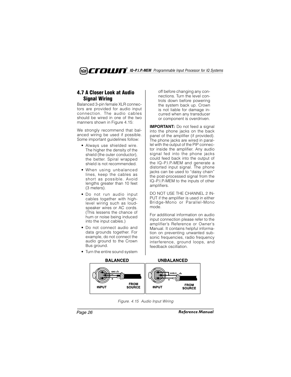 7 a closer look at audio signal wiring | Crown Audio IQ-P.I.P.-MEM User Manual | Page 26 / 37