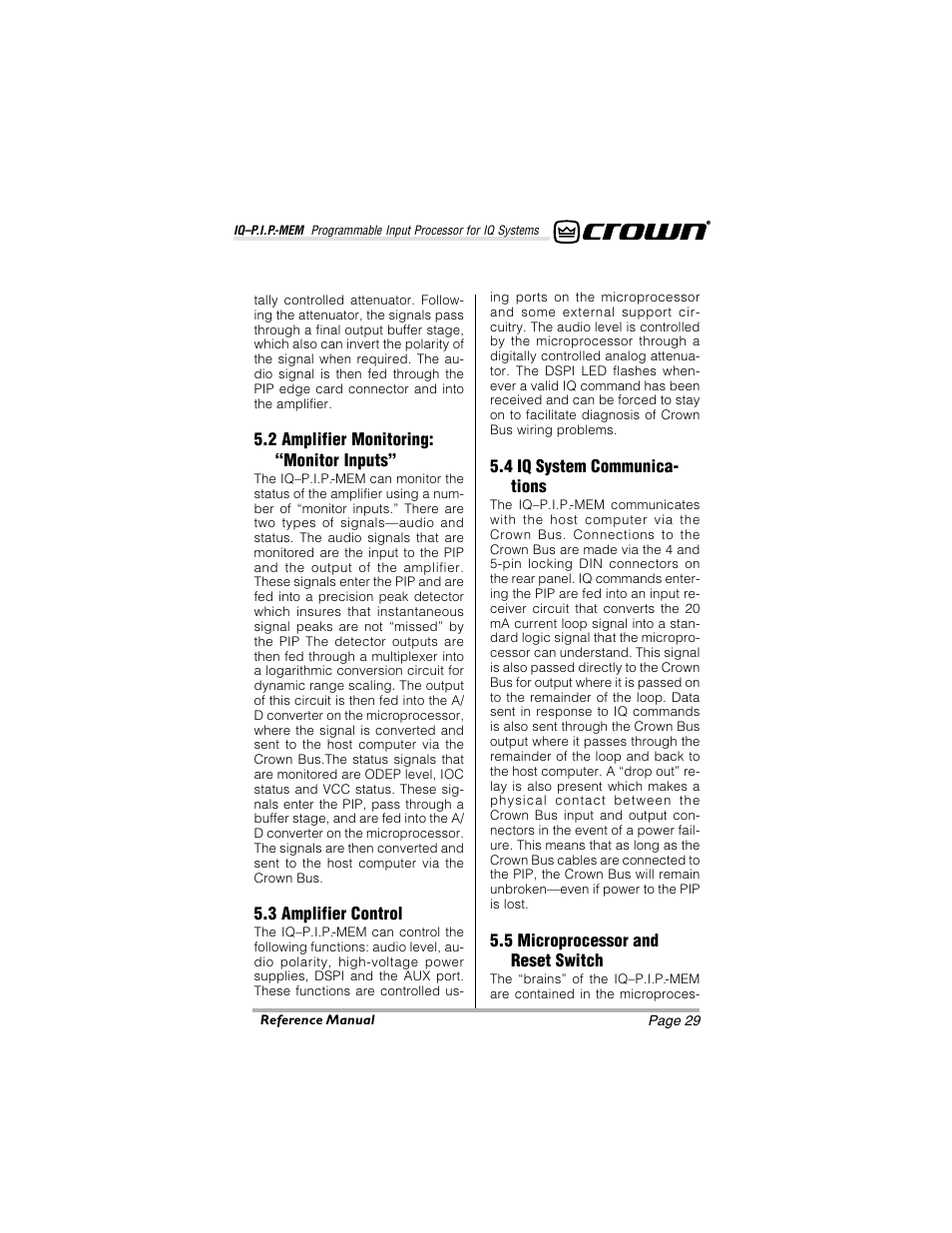 Crown Audio IQ-P.I.P.-MEM User Manual | Page 29 / 37
