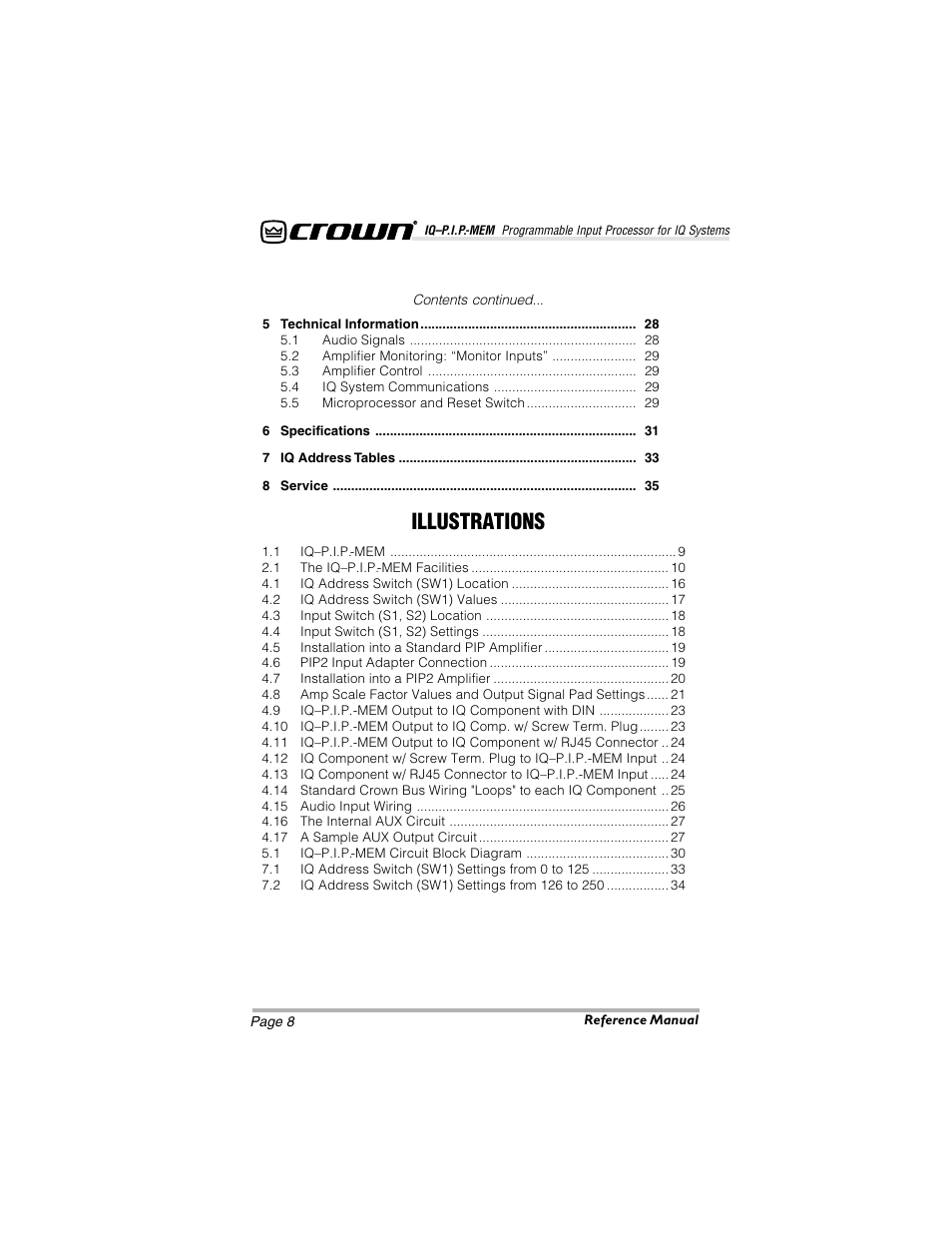 Illustrations | Crown Audio IQ-P.I.P.-MEM User Manual | Page 8 / 37