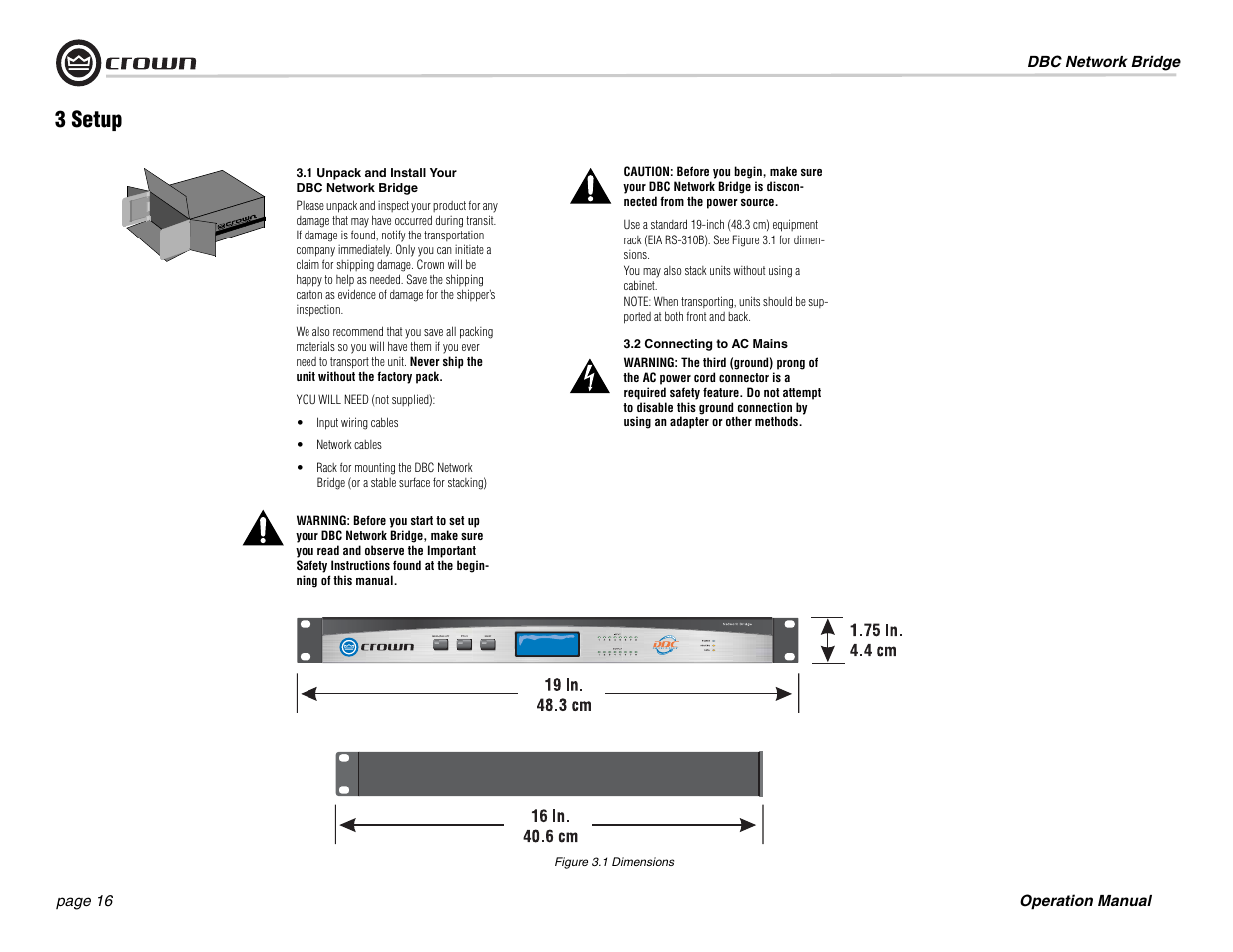 3 setup | Crown Audio DBC Network Bridge User Manual | Page 16 / 84