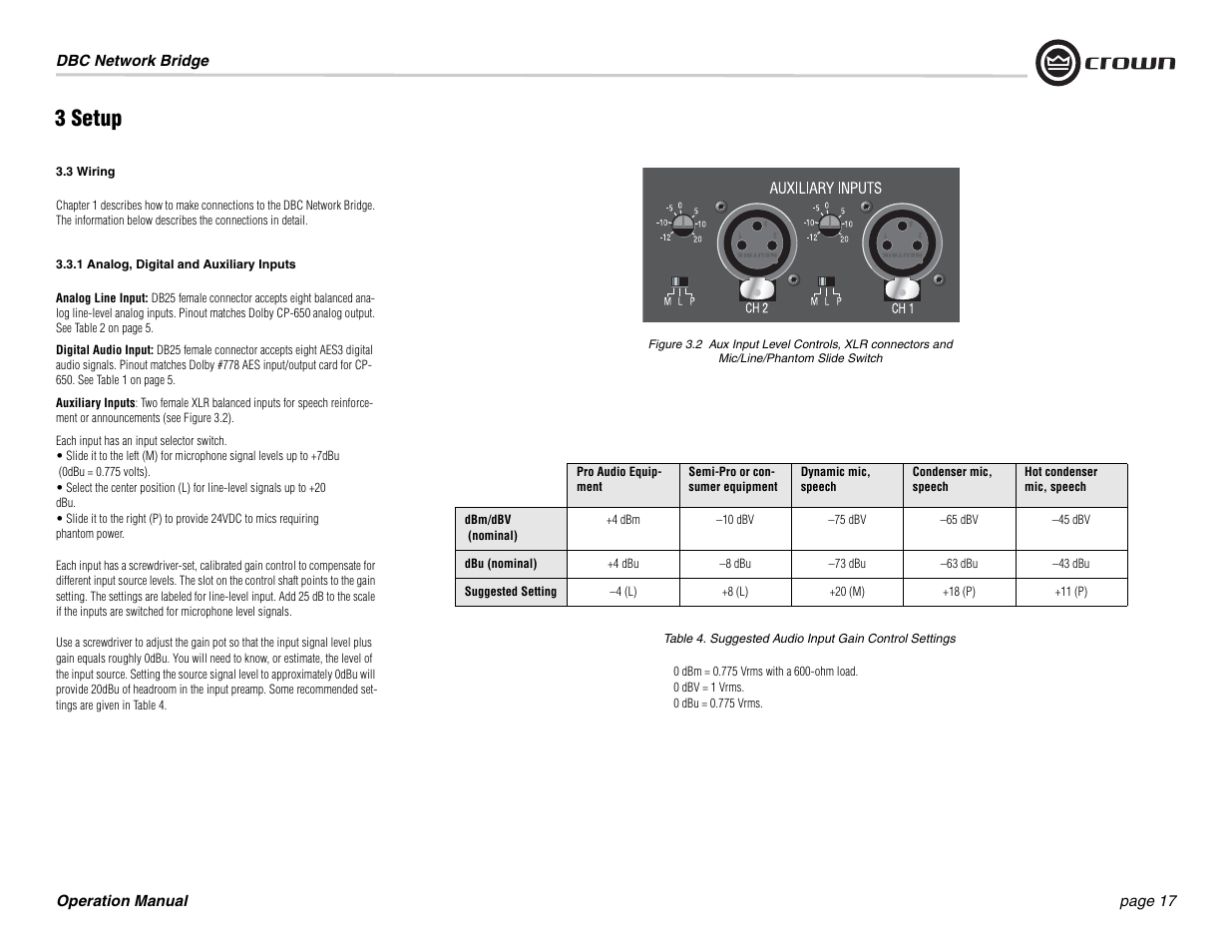 3 setup | Crown Audio DBC Network Bridge User Manual | Page 17 / 84