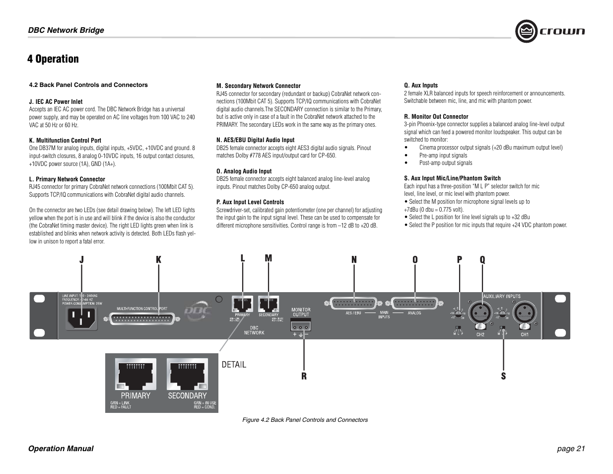 4 operation | Crown Audio DBC Network Bridge User Manual | Page 21 / 84