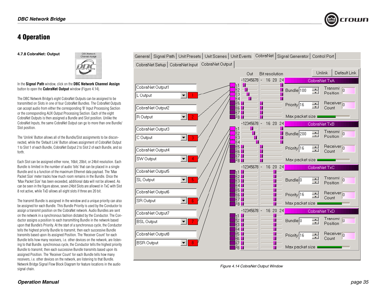 4 operation | Crown Audio DBC Network Bridge User Manual | Page 35 / 84