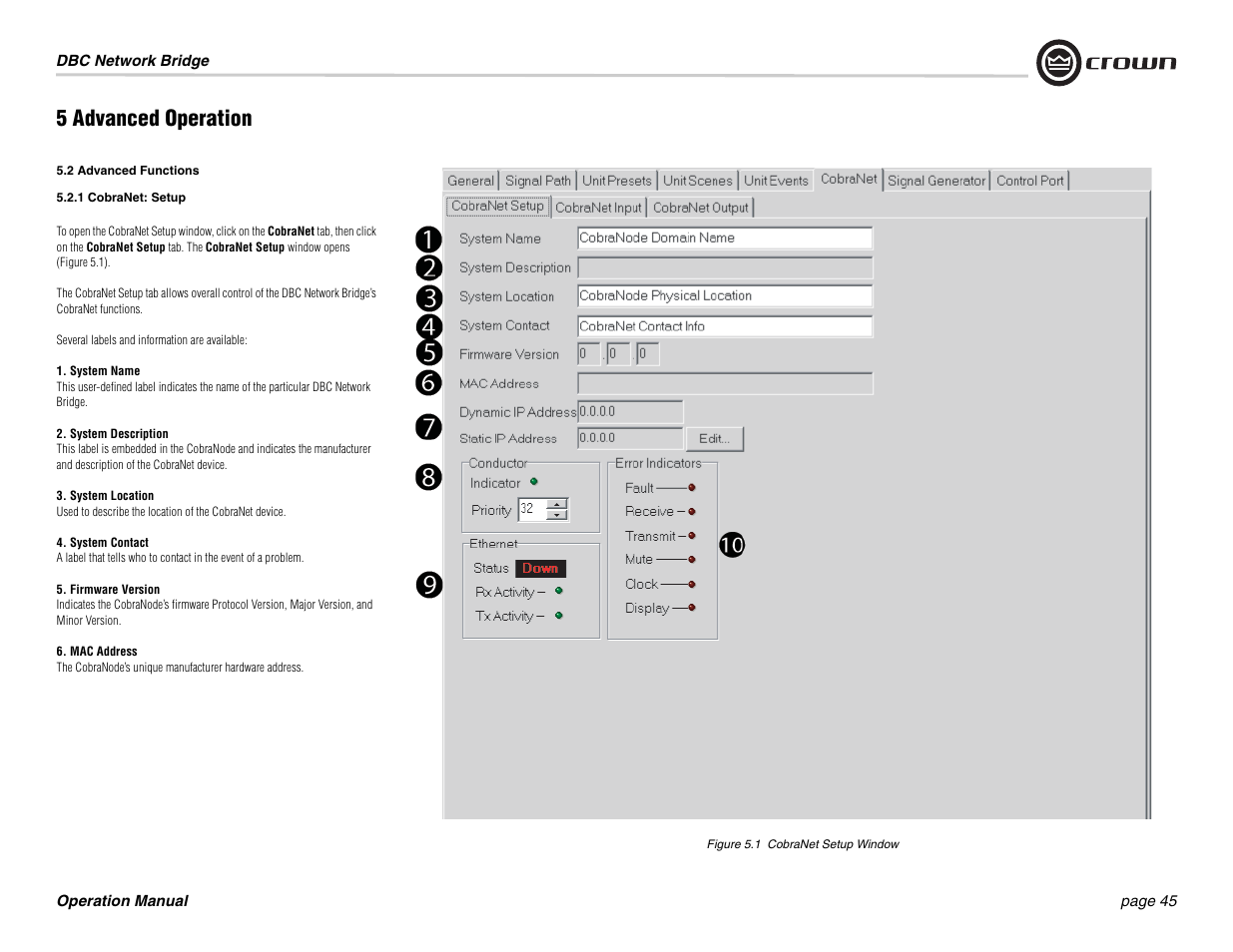 5 advanced operation | Crown Audio DBC Network Bridge User Manual | Page 45 / 84