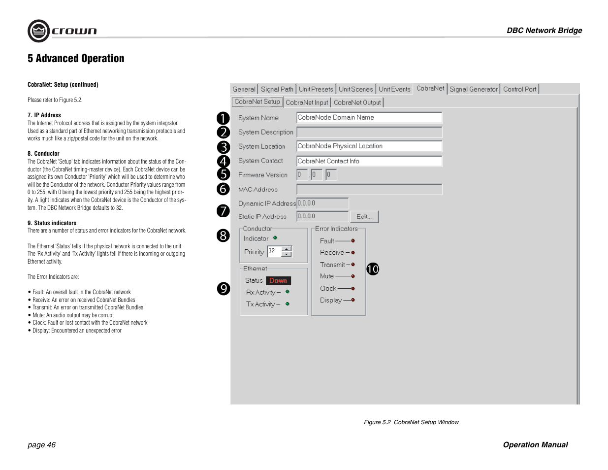 5 advanced operation | Crown Audio DBC Network Bridge User Manual | Page 46 / 84