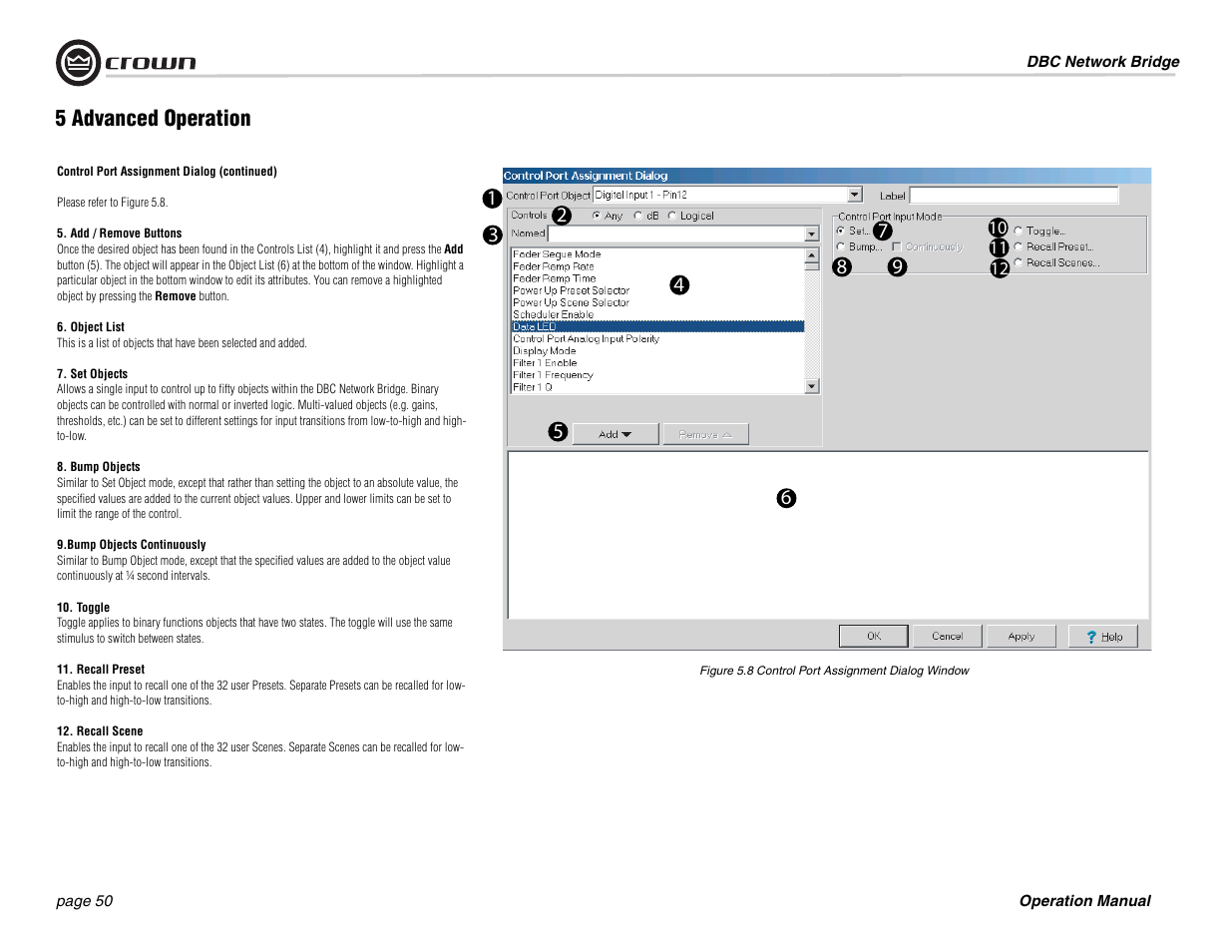 5 advanced operation | Crown Audio DBC Network Bridge User Manual | Page 50 / 84