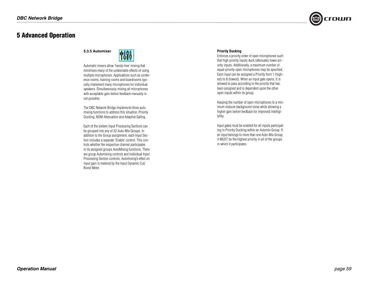 5 advanced operation | Crown Audio DBC Network Bridge User Manual | Page 59 / 84