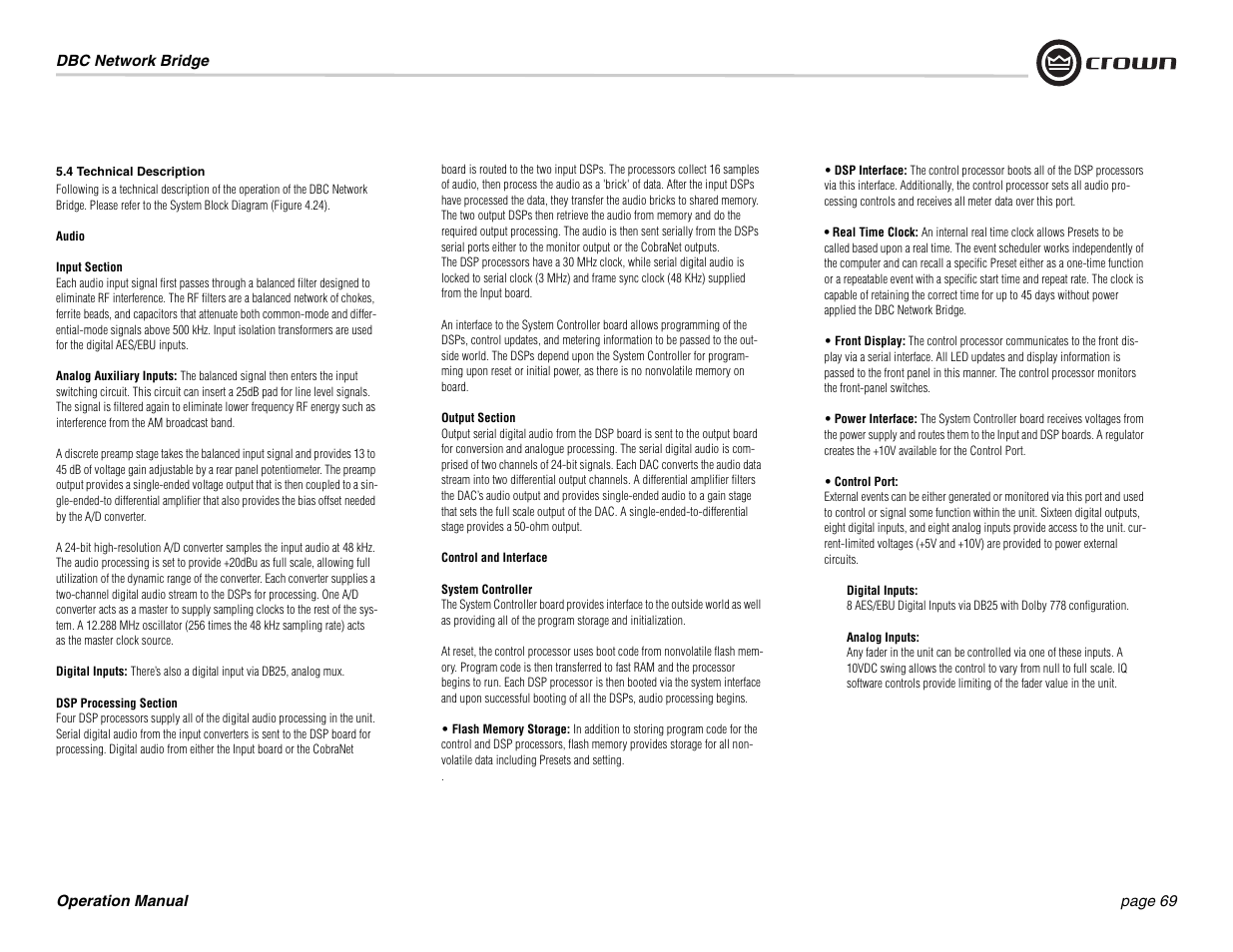 Crown Audio DBC Network Bridge User Manual | Page 69 / 84