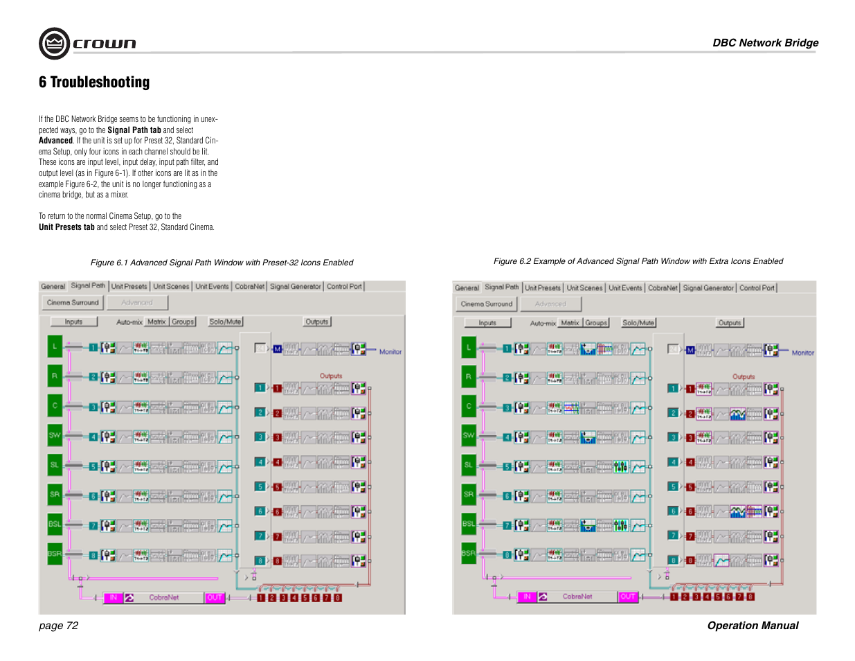 6 troubleshooting | Crown Audio DBC Network Bridge User Manual | Page 72 / 84