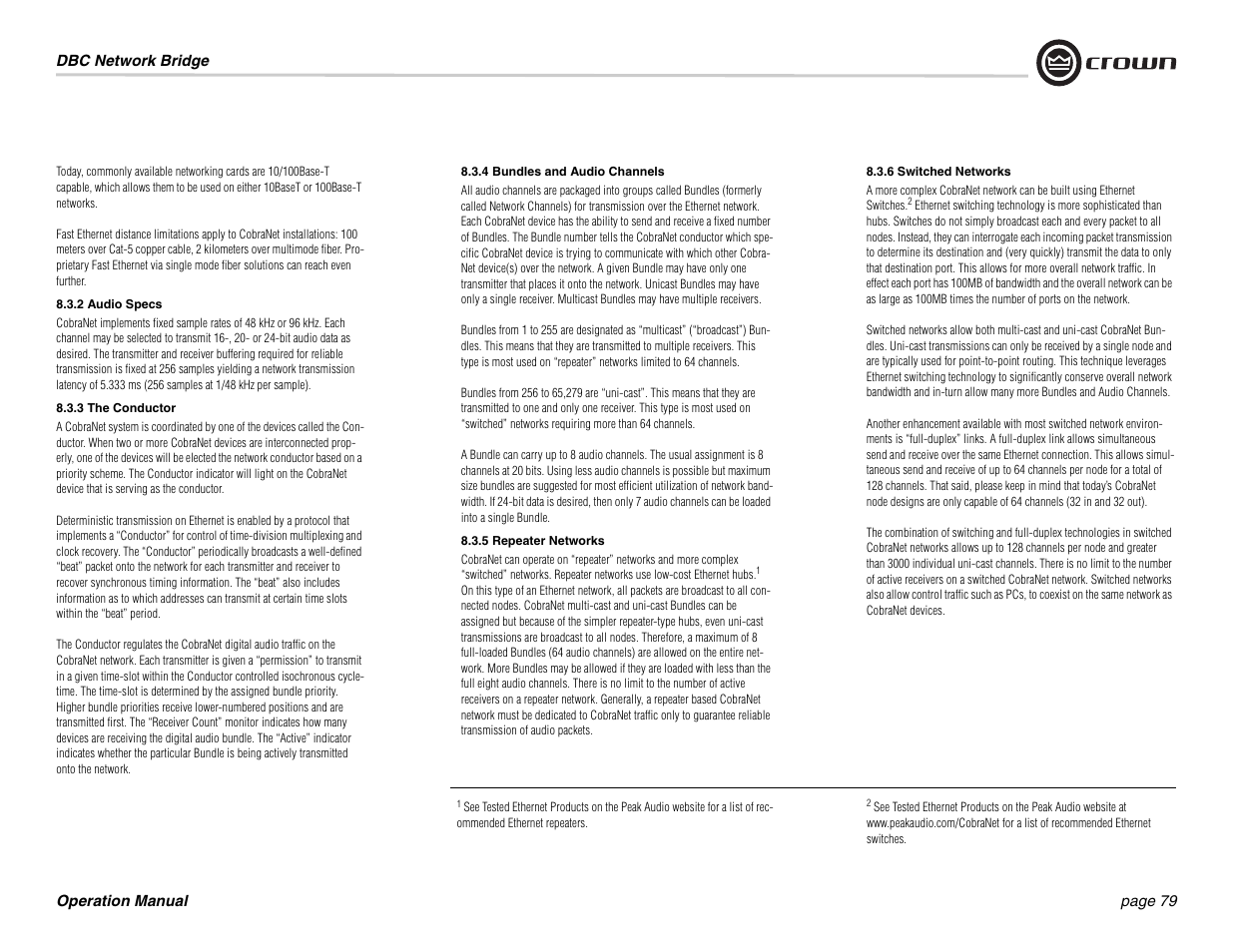 Crown Audio DBC Network Bridge User Manual | Page 79 / 84