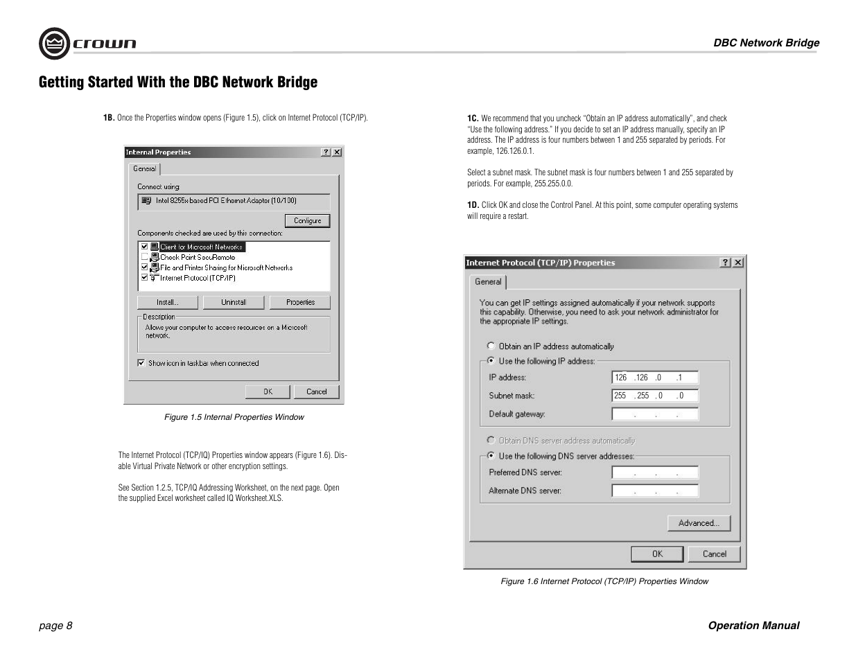 Getting started with the dbc network bridge | Crown Audio DBC Network Bridge User Manual | Page 8 / 84