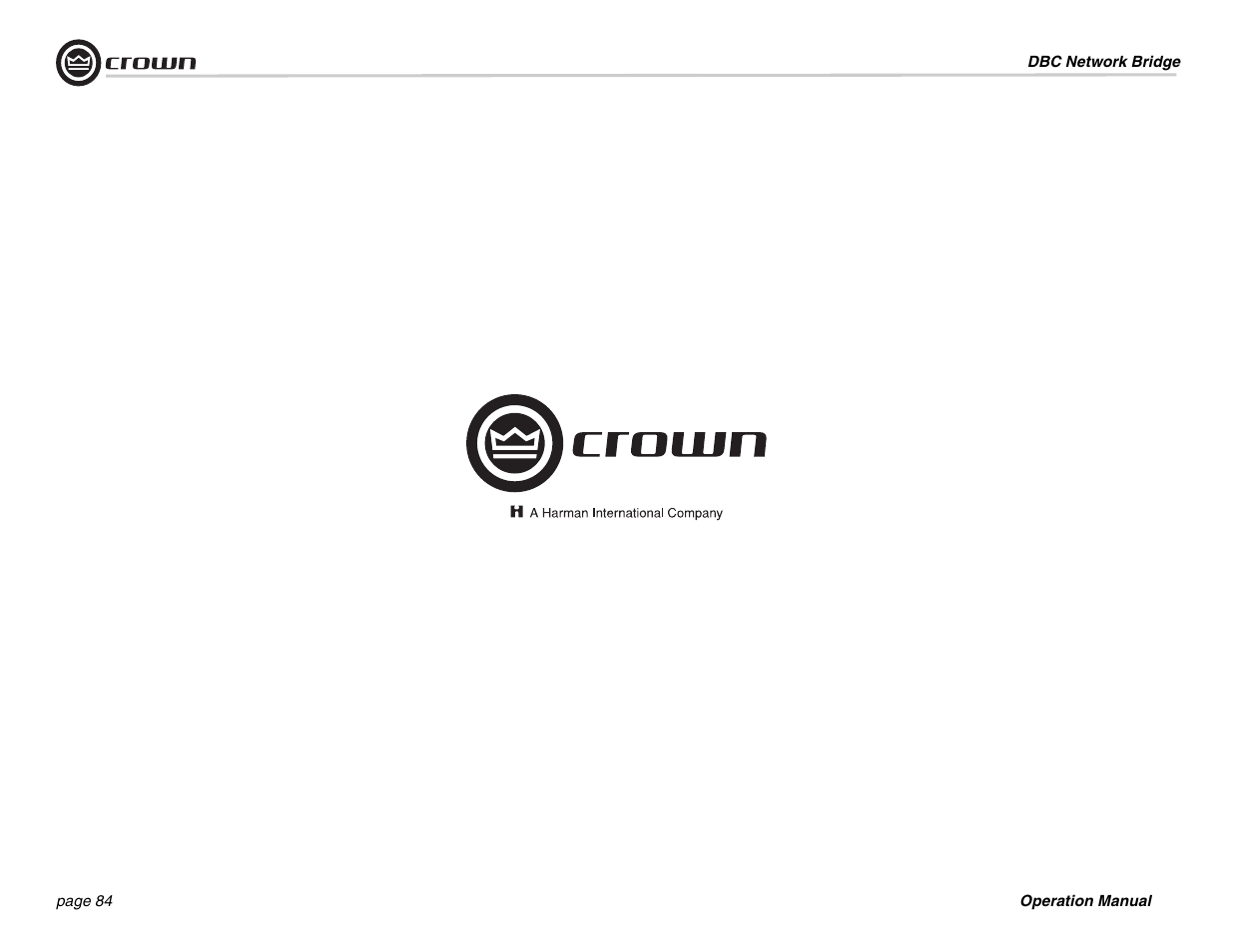 Crown Audio DBC Network Bridge User Manual | Page 84 / 84