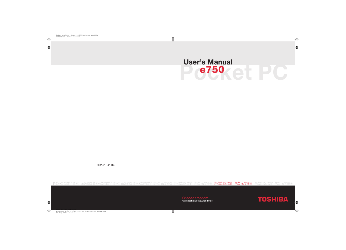 Toshiba Pocket PC e750 User Manual | 215 pages