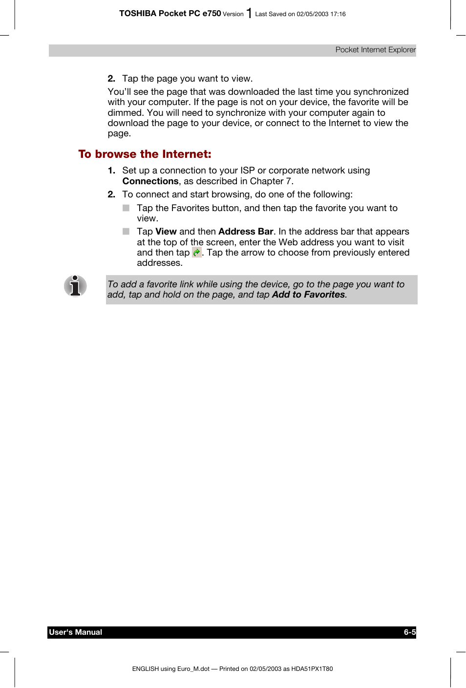 Toshiba Pocket PC e750 User Manual | Page 106 / 215