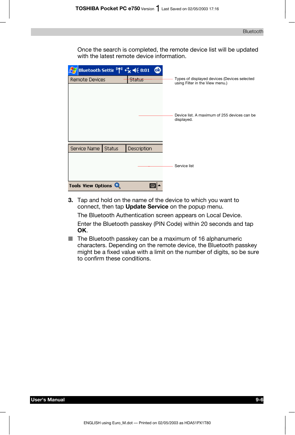 Toshiba Pocket PC e750 User Manual | Page 142 / 215