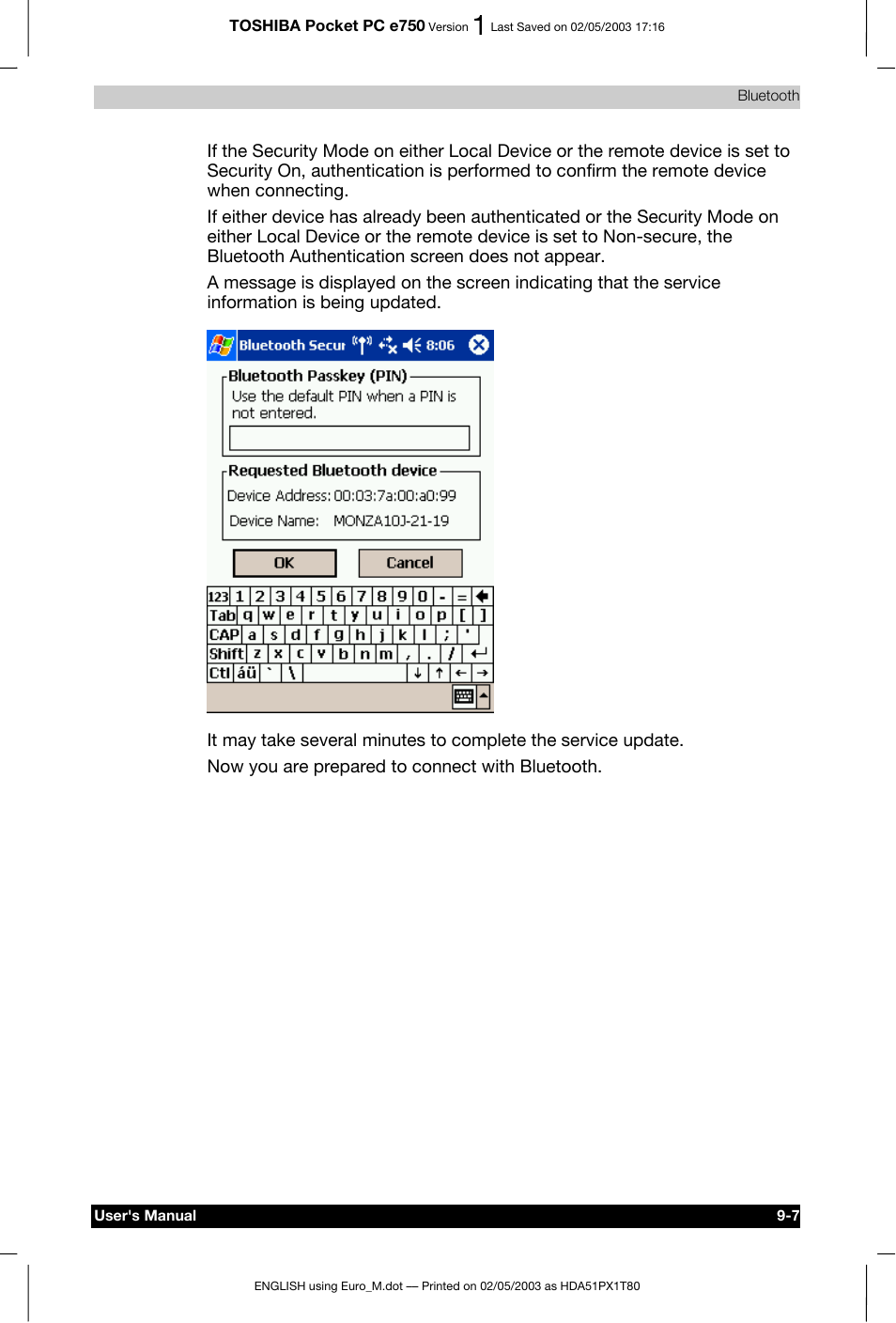 Toshiba Pocket PC e750 User Manual | Page 143 / 215