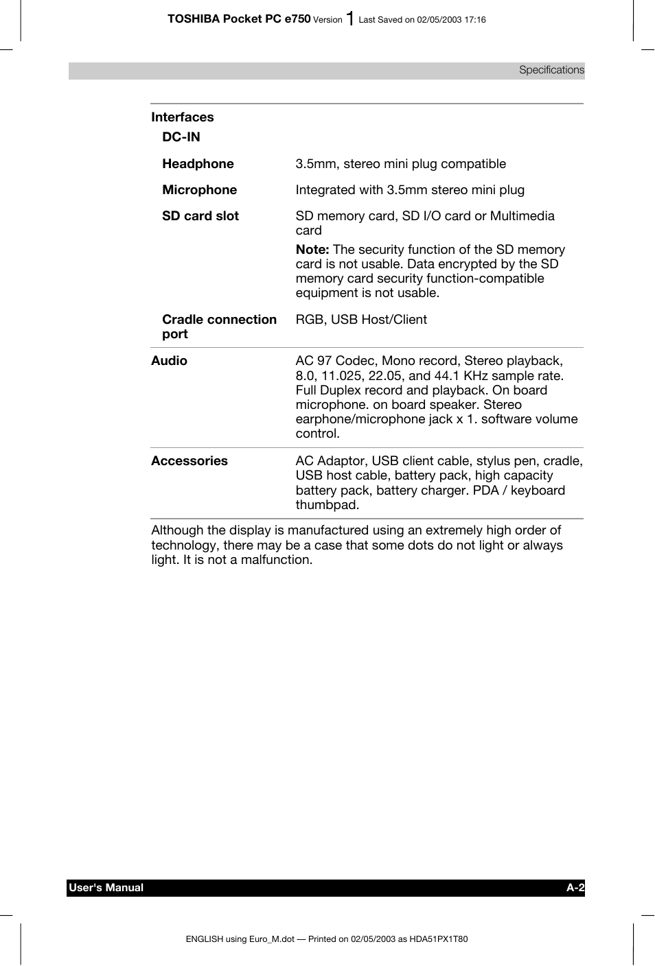 Toshiba Pocket PC e750 User Manual | Page 191 / 215