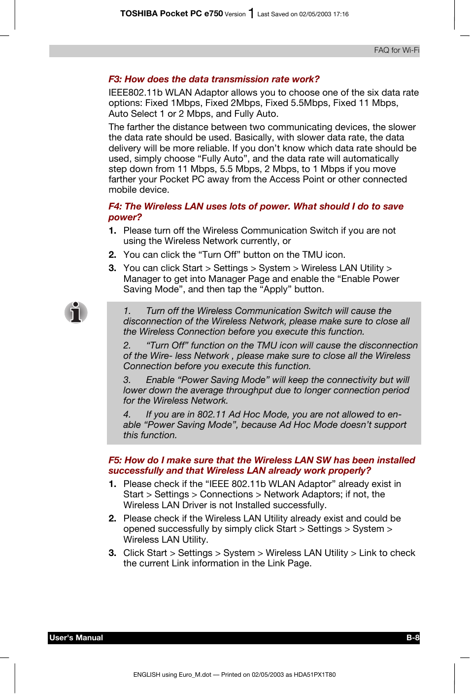 Toshiba Pocket PC e750 User Manual | Page 199 / 215