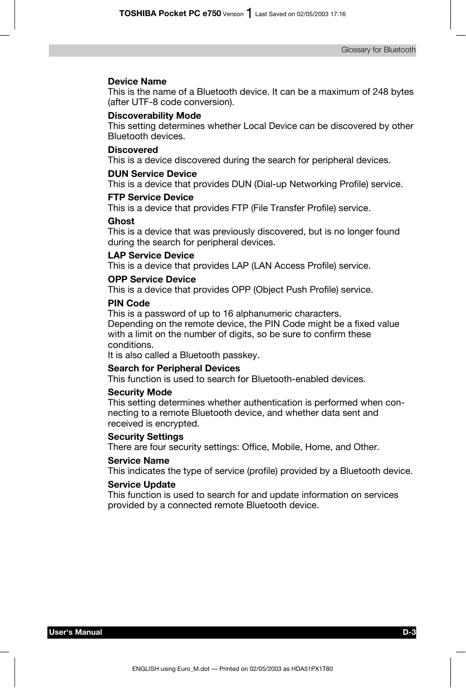 Toshiba Pocket PC e750 User Manual | Page 210 / 215