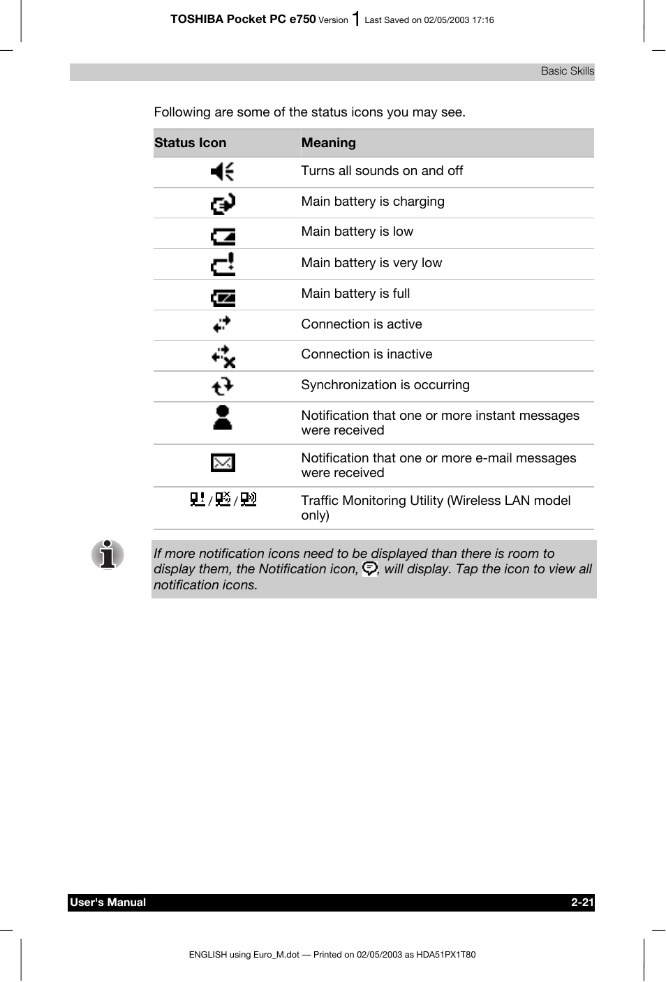 Toshiba Pocket PC e750 User Manual | Page 44 / 215