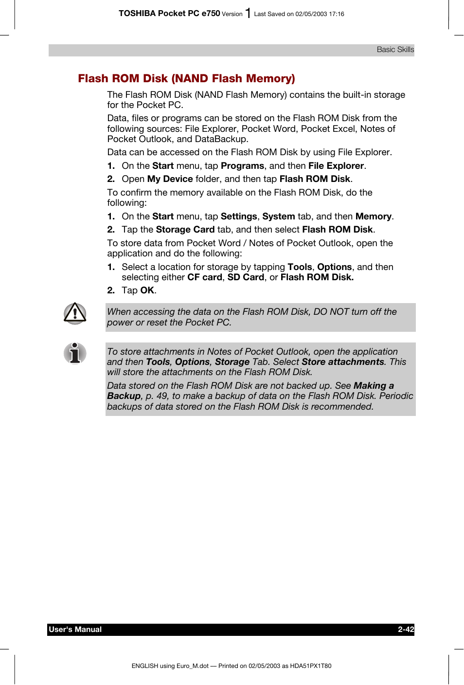 Toshiba Pocket PC e750 User Manual | Page 65 / 215