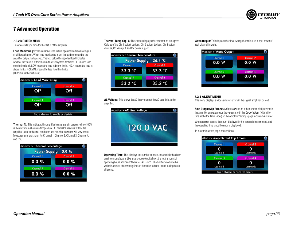 7 advanced operation | Crown Audio I-Tech 4x3500HD User Manual | Page 23 / 72