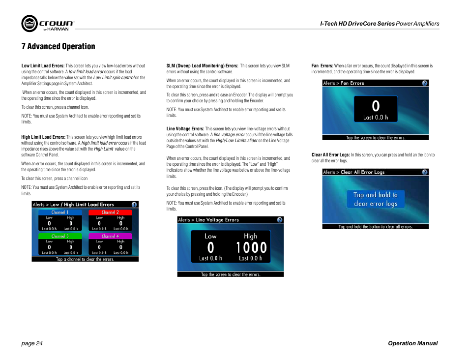 7 advanced operation | Crown Audio I-Tech 4x3500HD User Manual | Page 24 / 72