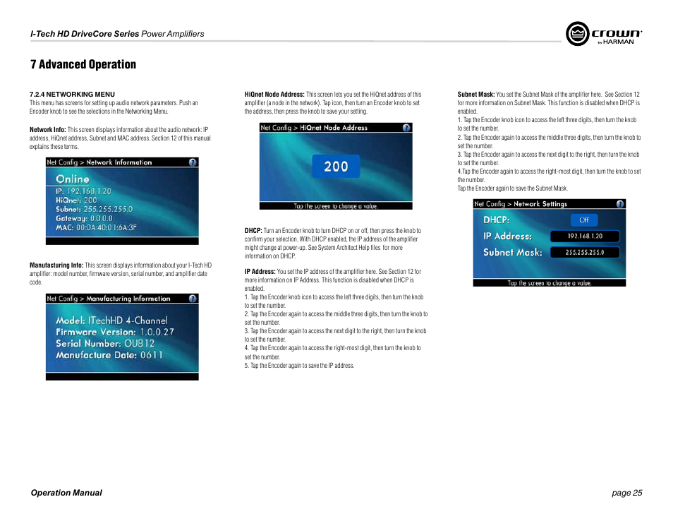 7 advanced operation | Crown Audio I-Tech 4x3500HD User Manual | Page 25 / 72