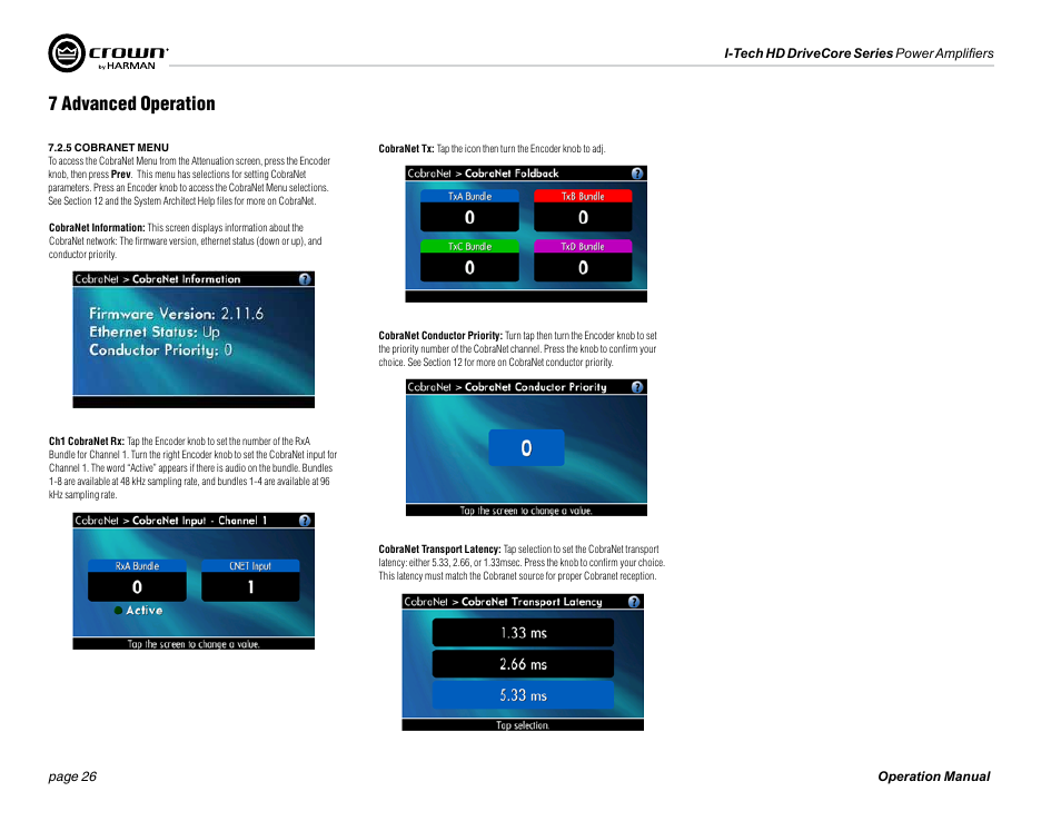 7 advanced operation | Crown Audio I-Tech 4x3500HD User Manual | Page 26 / 72
