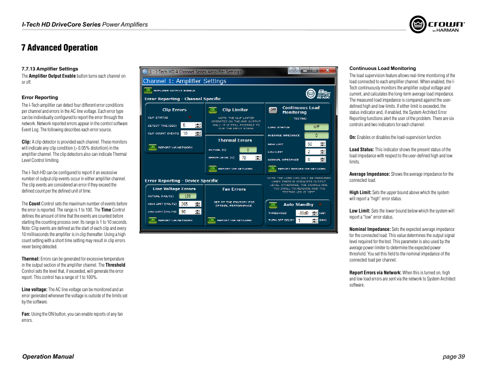 7 advanced operation | Crown Audio I-Tech 4x3500HD User Manual | Page 39 / 72