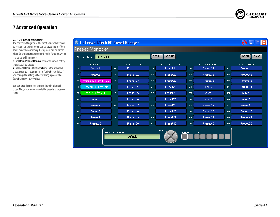 7 advanced operation | Crown Audio I-Tech 4x3500HD User Manual | Page 41 / 72