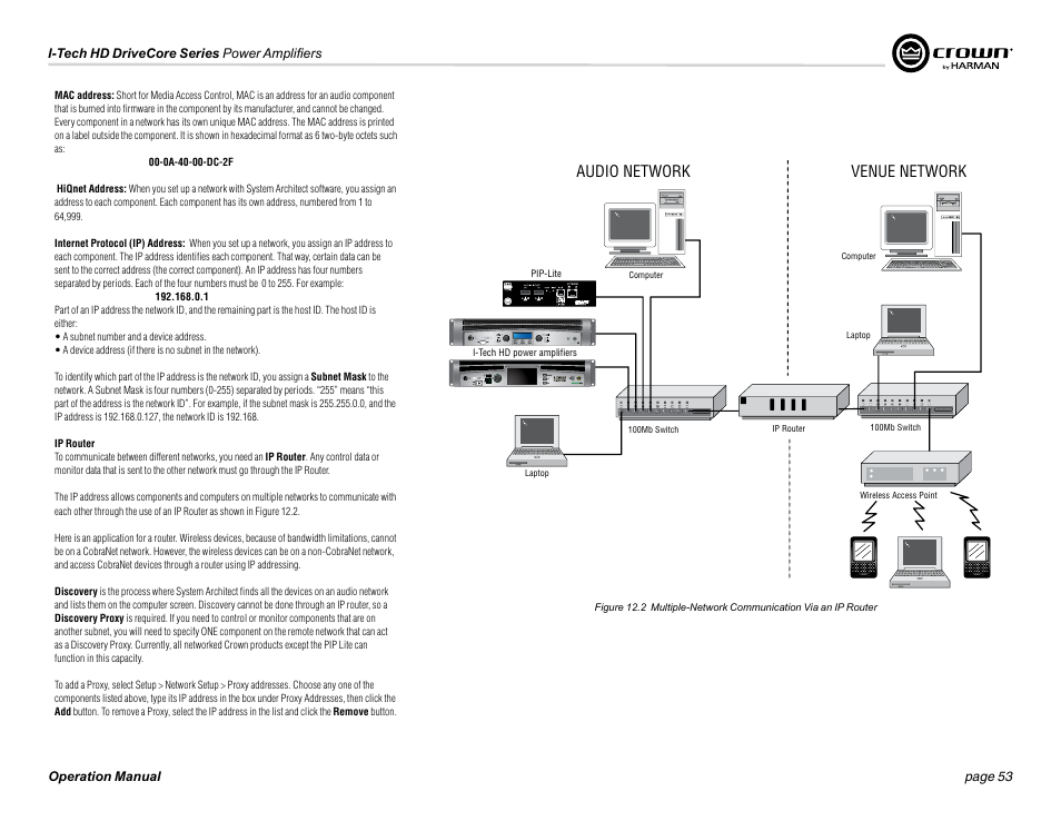 Audio network venue network | Crown Audio I-Tech 4x3500HD User Manual | Page 53 / 72