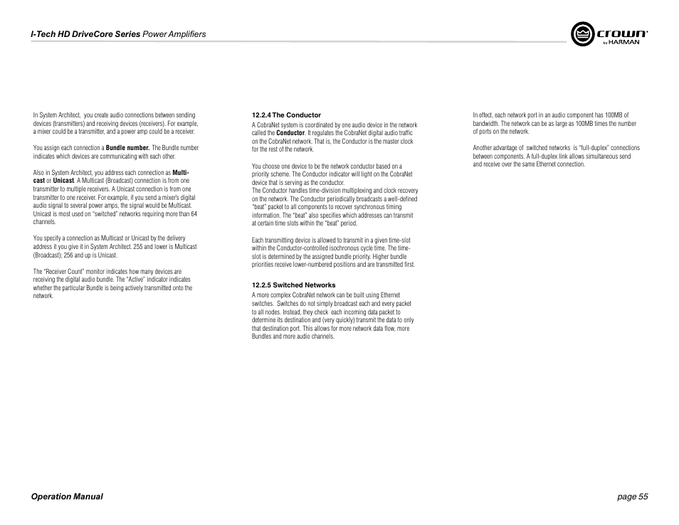 Crown Audio I-Tech 4x3500HD User Manual | Page 55 / 72