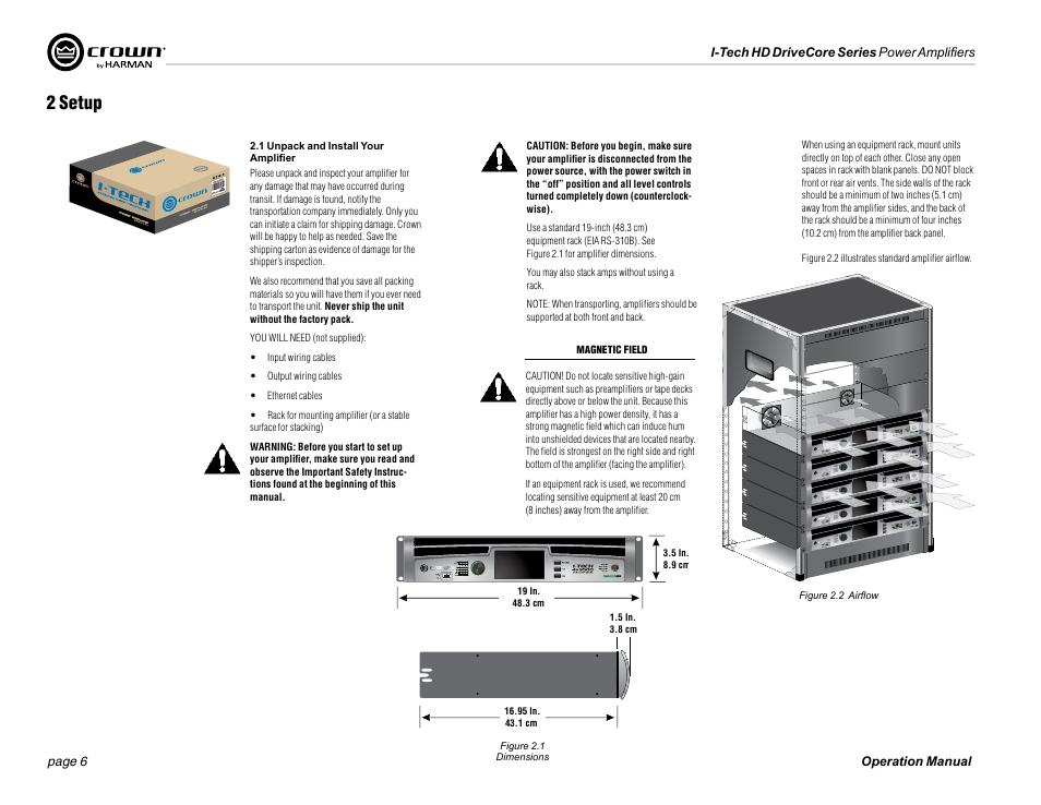 2 setup | Crown Audio I-Tech 4x3500HD User Manual | Page 6 / 72