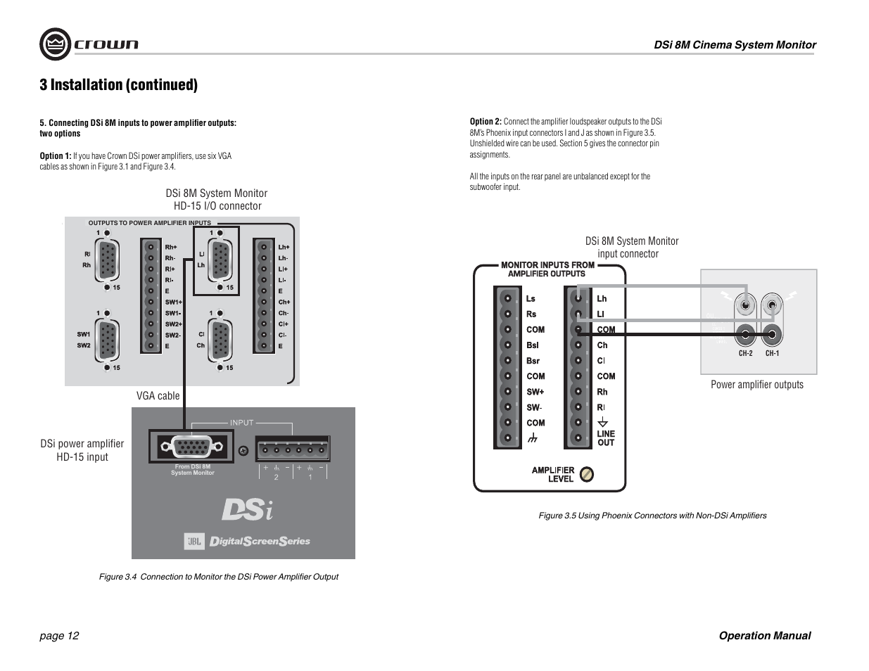 3 installation (continued) | Crown Audio DSi-8M User Manual | Page 12 / 20