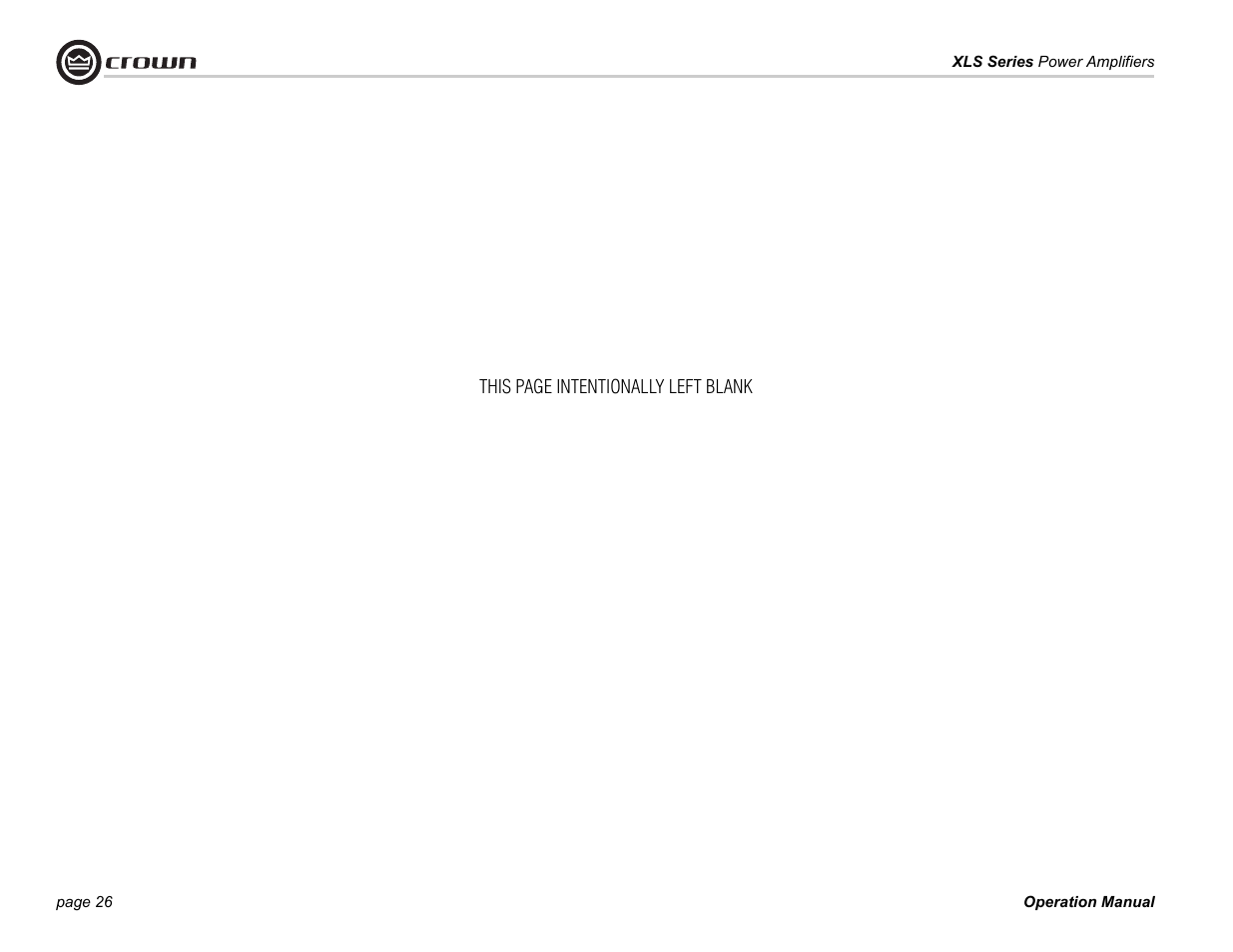 Crown Audio XLS Series (2 rack space height with one Speakon connector) User Manual | Page 26 / 28