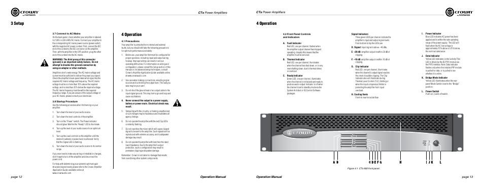 4 operation, 3 setup | Crown Audio CTs Series (2 Channel) User Manual | Page 7 / 19