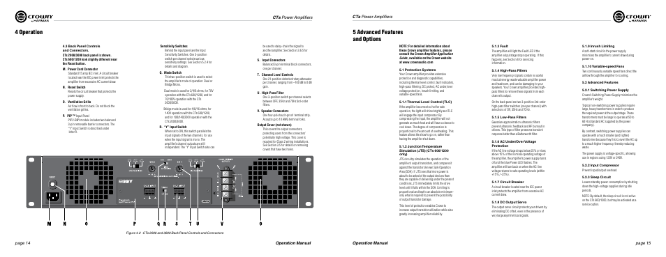 4 operation, 5 advanced features and options | Crown Audio CTs Series (2 Channel) User Manual | Page 8 / 19