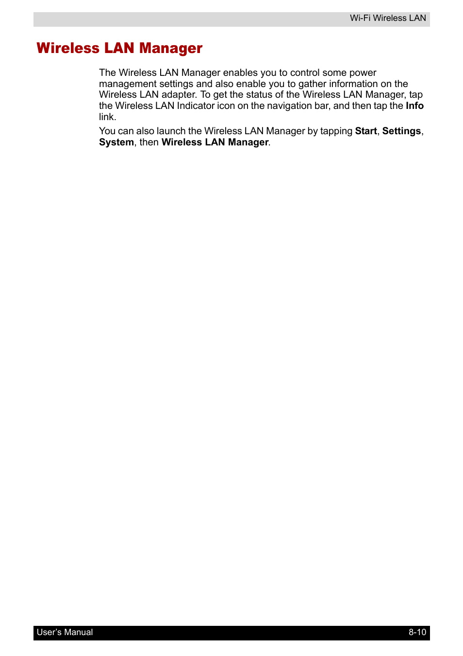 Wireless lan manager, Wireless lan manager -10 | Toshiba Pocket PC e800 User Manual | Page 111 / 223