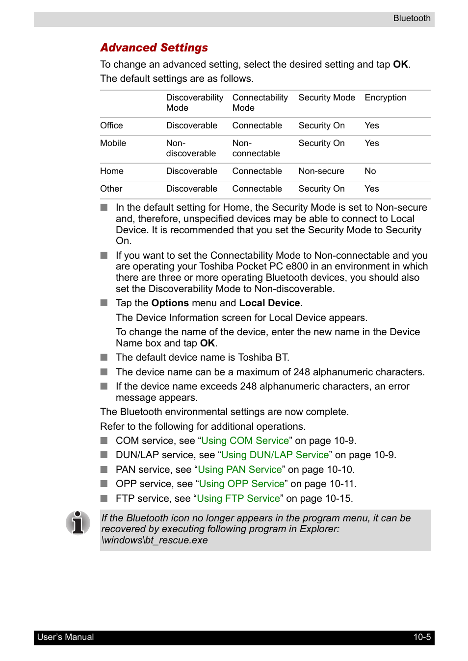 Advanced settings | Toshiba Pocket PC e800 User Manual | Page 139 / 223