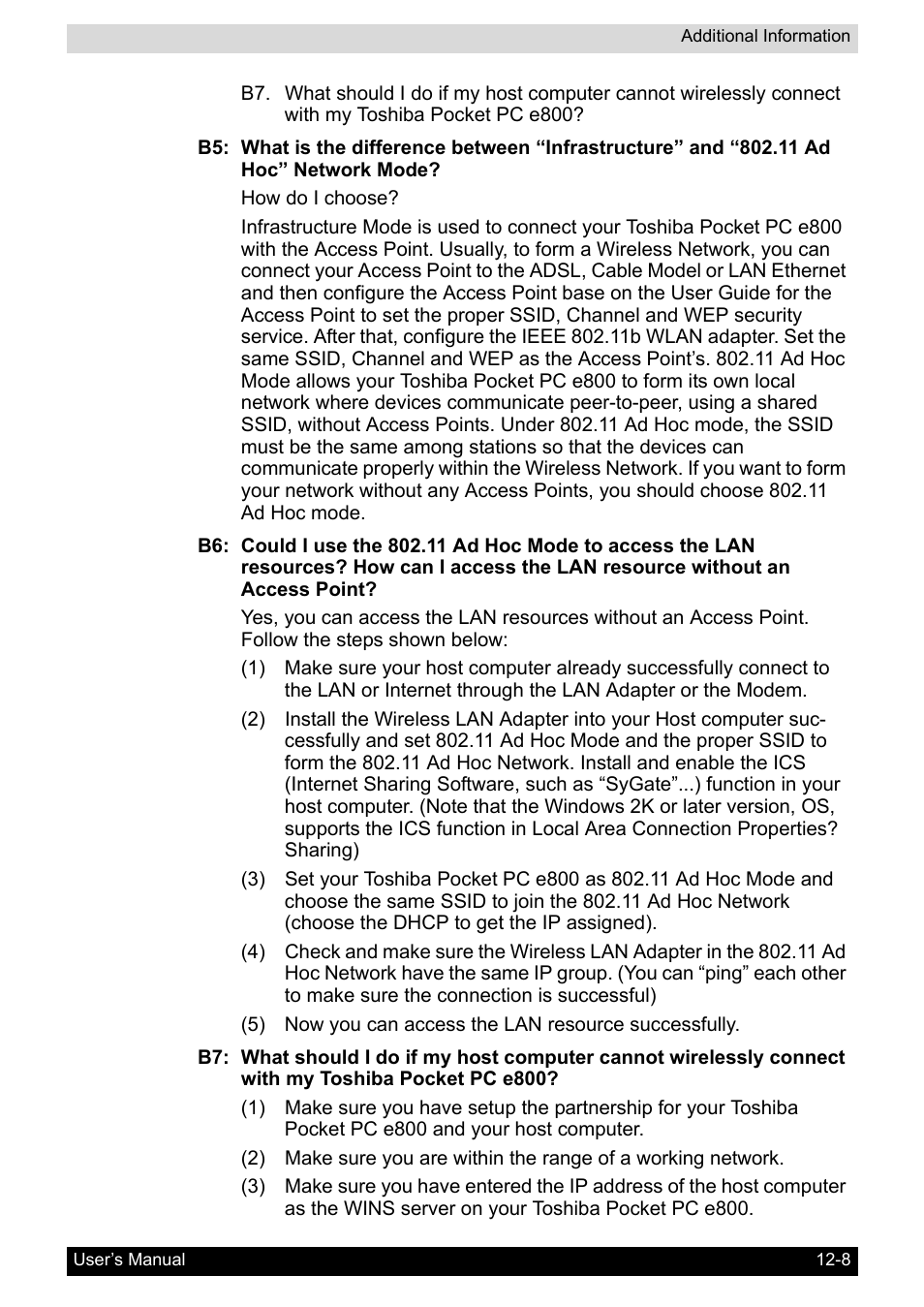 Toshiba Pocket PC e800 User Manual | Page 206 / 223