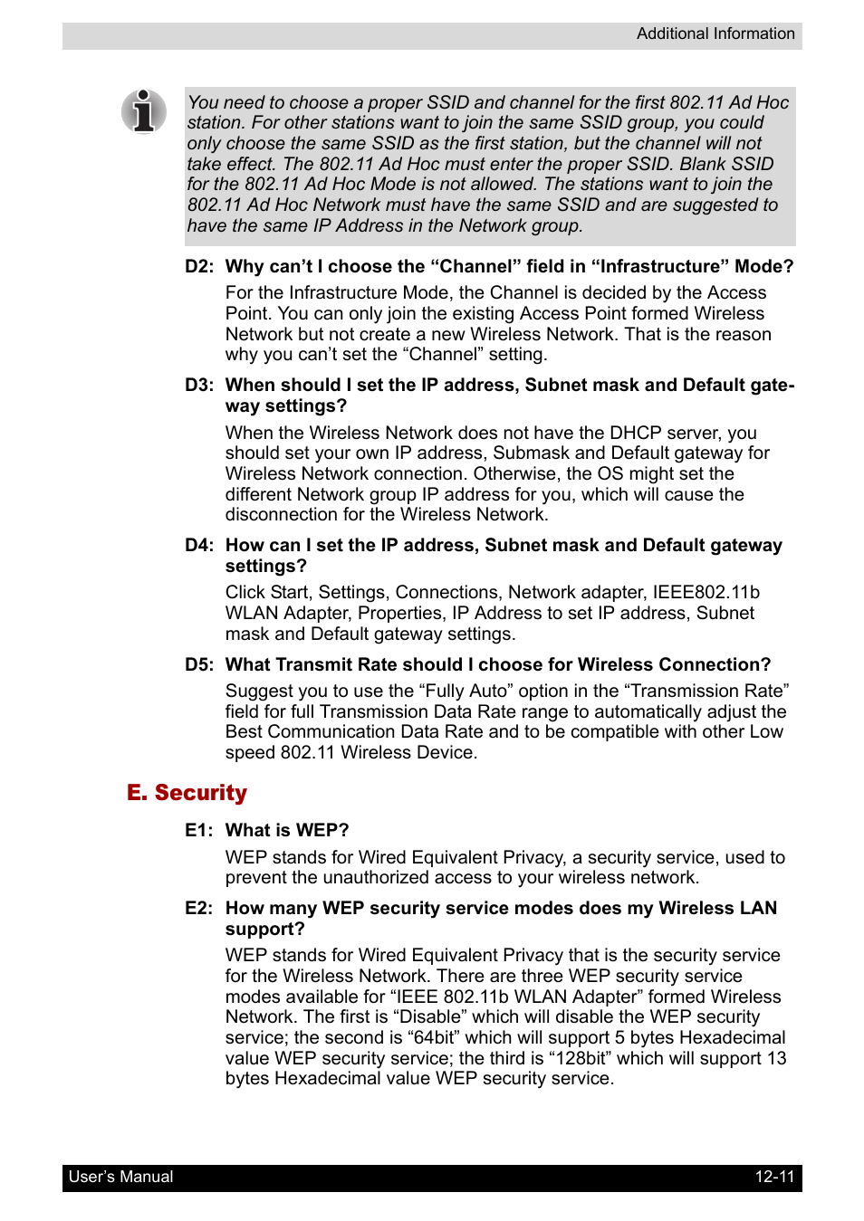 E. security | Toshiba Pocket PC e800 User Manual | Page 209 / 223