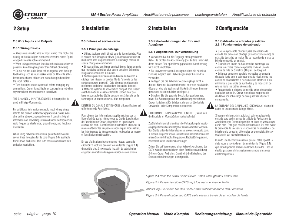 2 setup, 2 installation 2 configuración 2 installation | Crown Audio Macro Tech i Series User Manual | Page 10 / 52