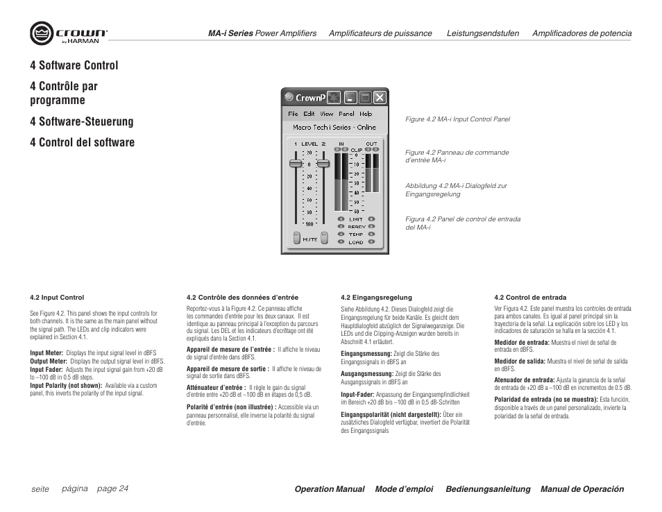 4 software control | Crown Audio Macro Tech i Series User Manual | Page 24 / 52
