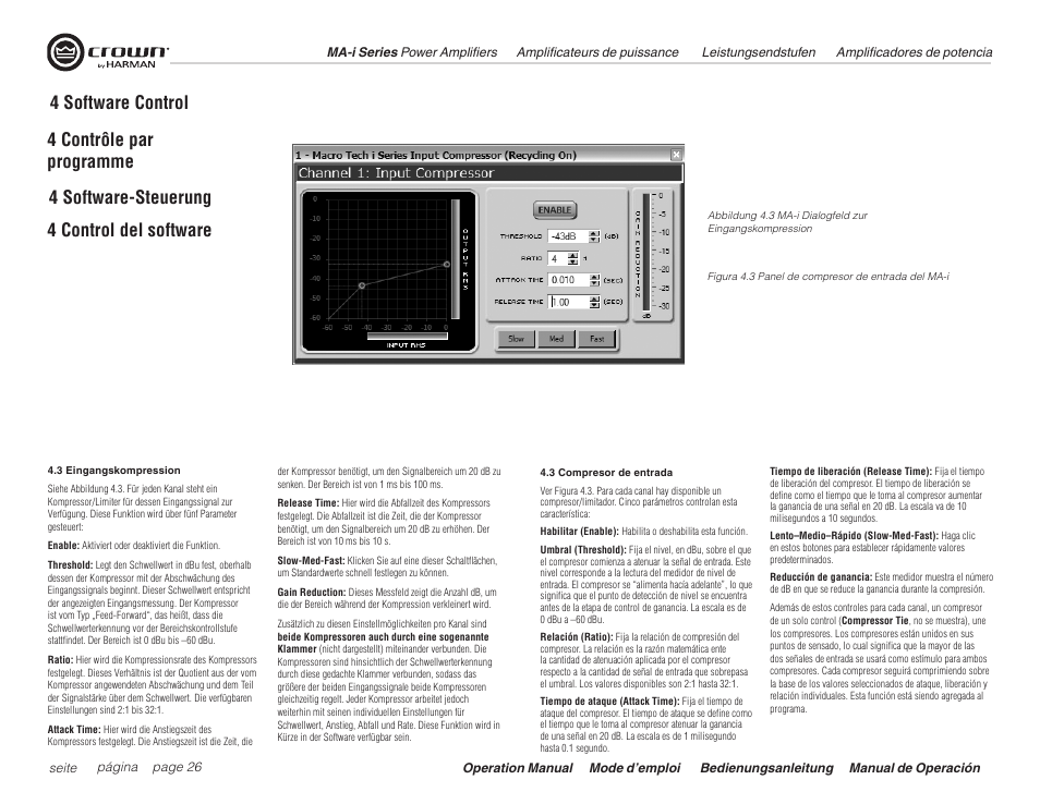 4 software control | Crown Audio Macro Tech i Series User Manual | Page 26 / 52