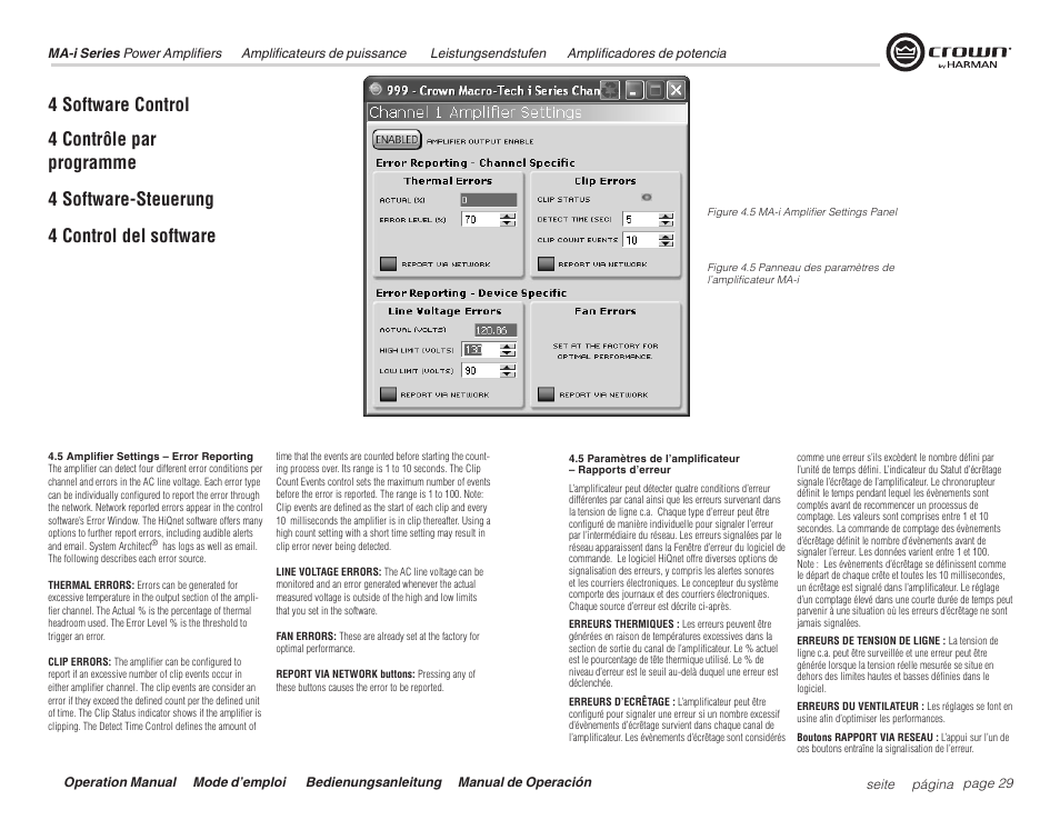 4 software control | Crown Audio Macro Tech i Series User Manual | Page 29 / 52