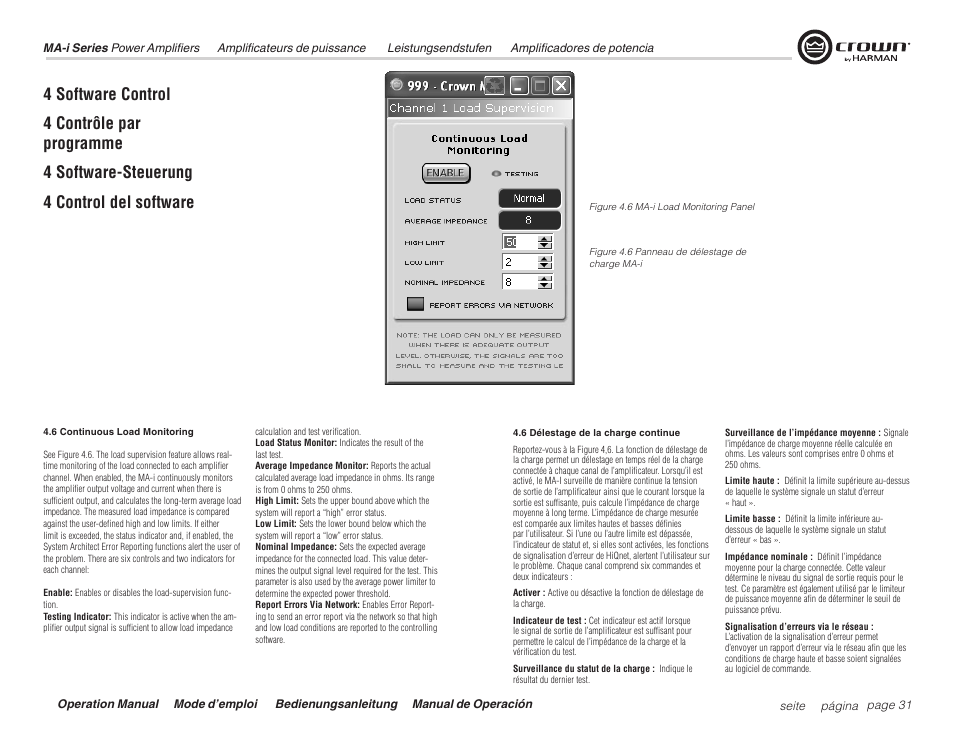 4 software control | Crown Audio Macro Tech i Series User Manual | Page 31 / 52