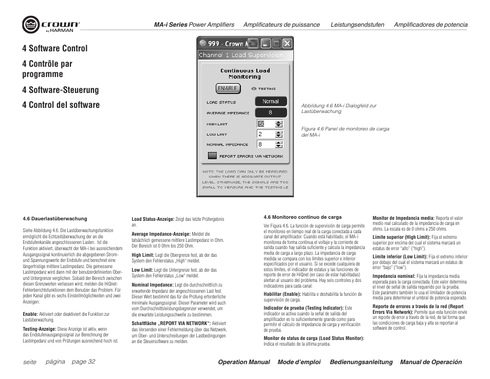 4 software control | Crown Audio Macro Tech i Series User Manual | Page 32 / 52